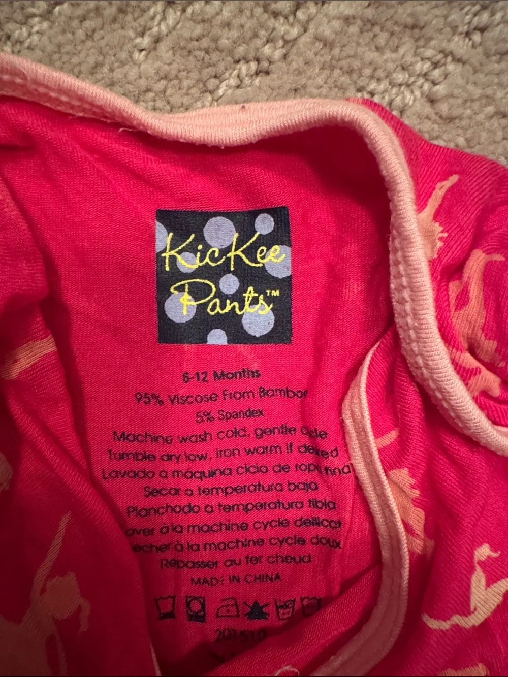 Kickee Pants Hot Pink One-Piece Bodysuit with Peach Dancer Print